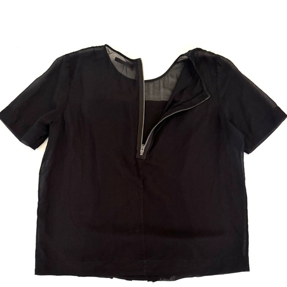 COS Chic Silk Blend Short Sleeve Pleated Panel Sheer Blouse Top, Size 40 - Picture 5 of 12